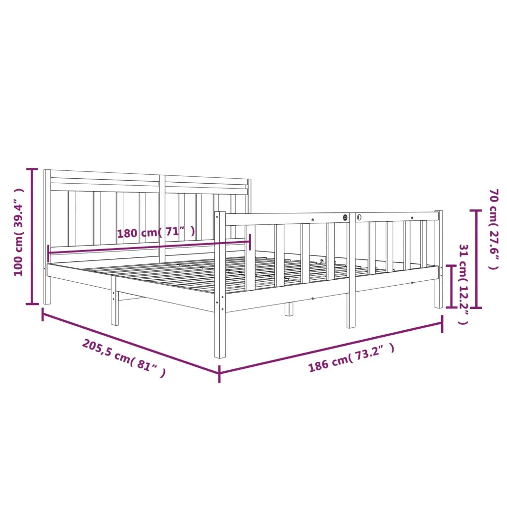 Giroletto 180x200 cm Super King in Legno Massello 3100973