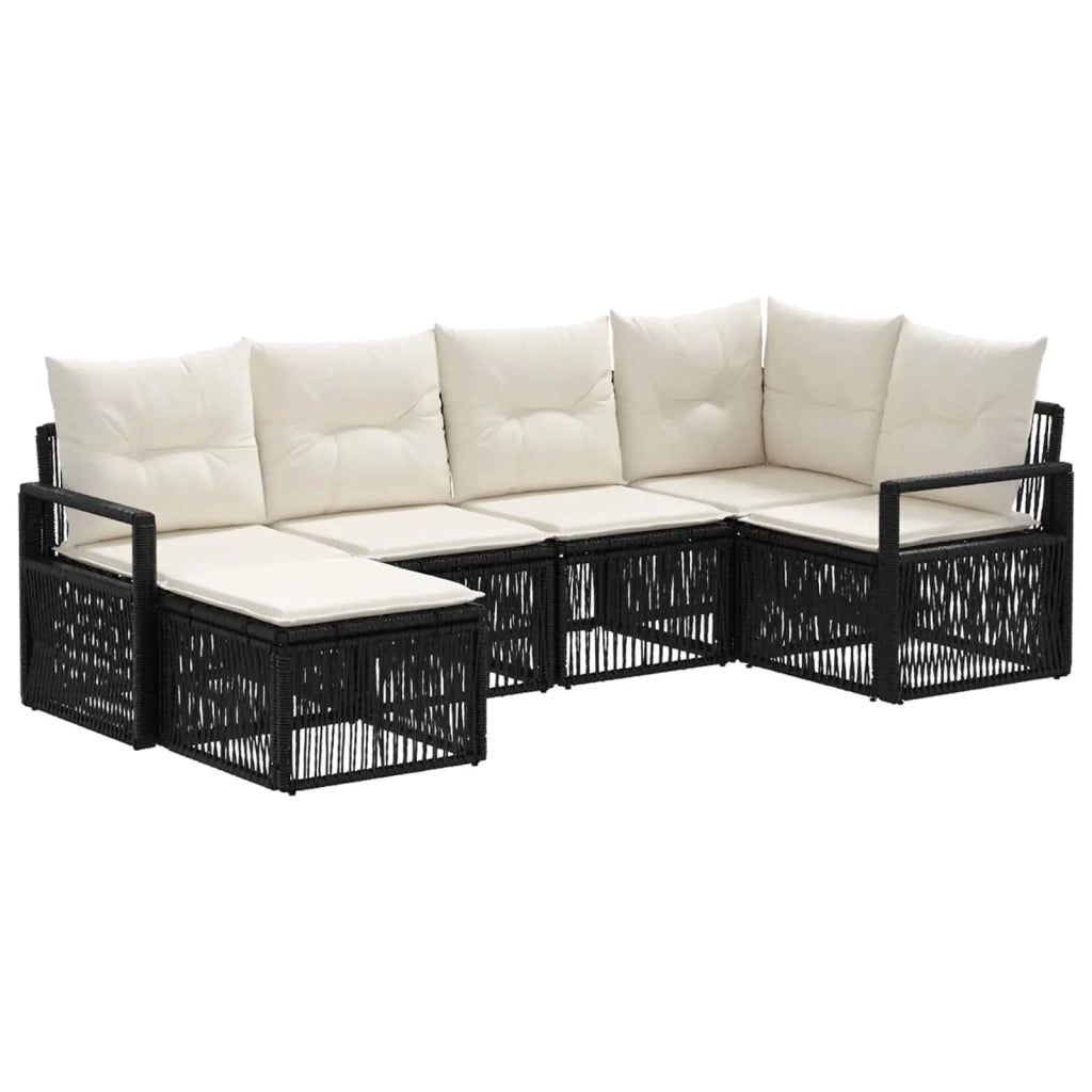 Set Divano da Giardino 6 pcs Nero polyrattan 3435778
