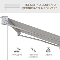 Tenda da Sole 2x2.5 m, a Bracci ad Azionamento Manuale, in Alluminio e Poliestere, Crema