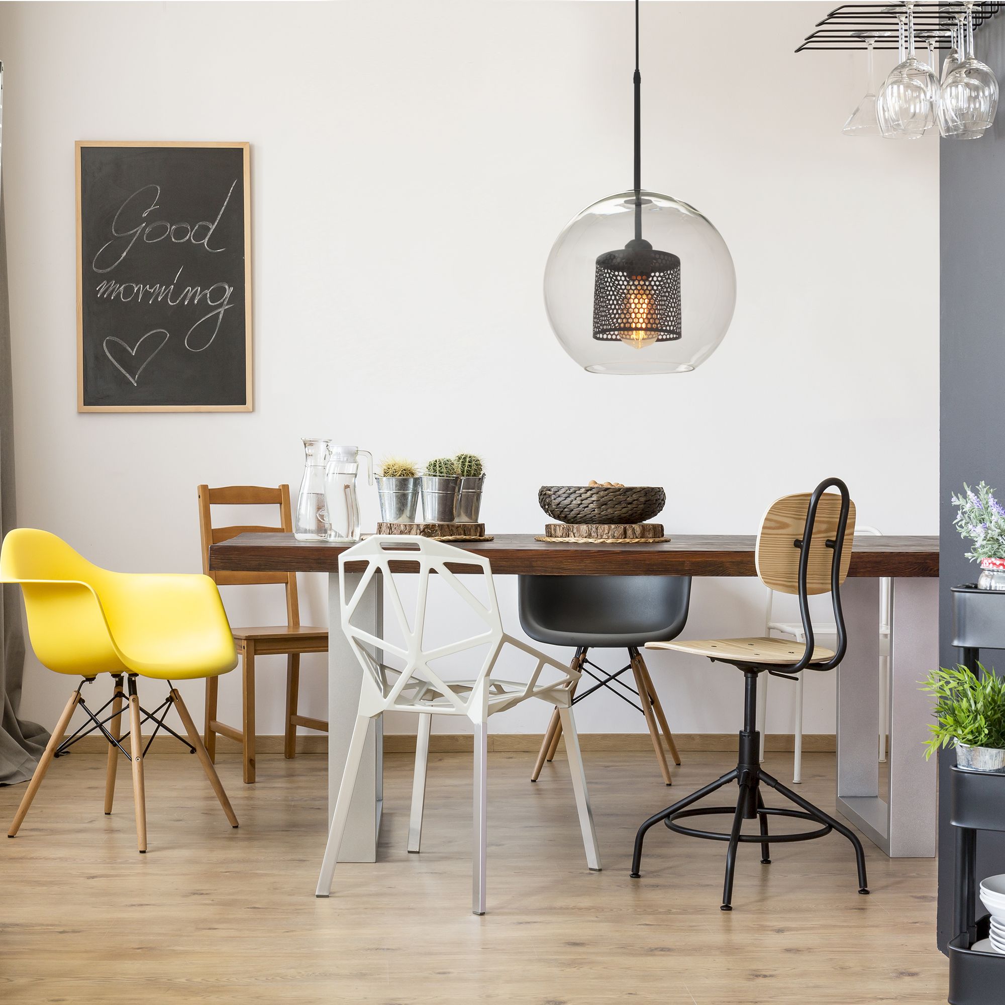 Lampada Pensile Di Vetro Nero Loft APP559-1CP 30cm