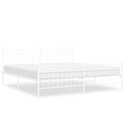 Letto matrimoniale | Letto per adulti | Giroletto con Testiera e Pediera Metallo Bianco 193x203 cm