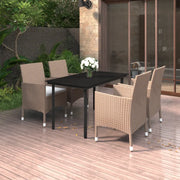 Set da Pranzo da Giardino 5 pz e Cuscini in Polyrattan e Vetro 3099705