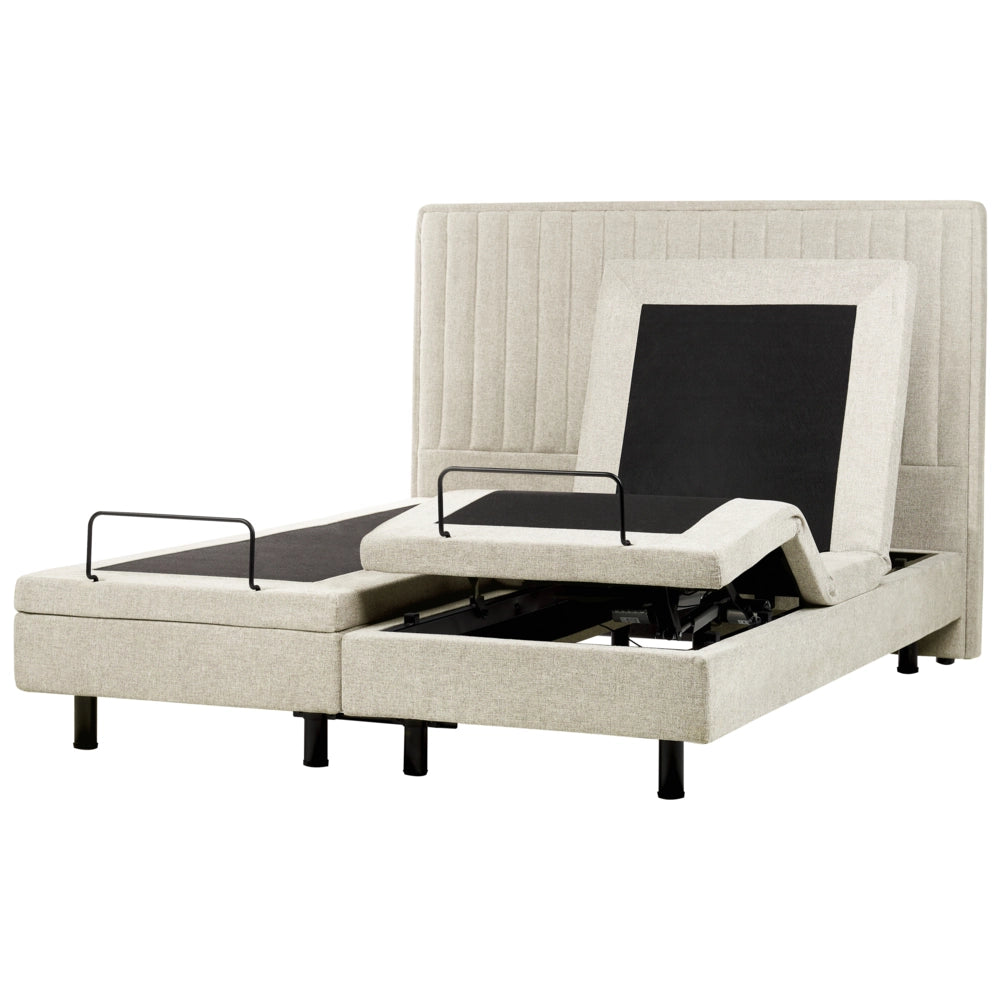 Letto Tessuto Beige chiaro Elettrico Regolabile con Telecomando 160 x 200 cm