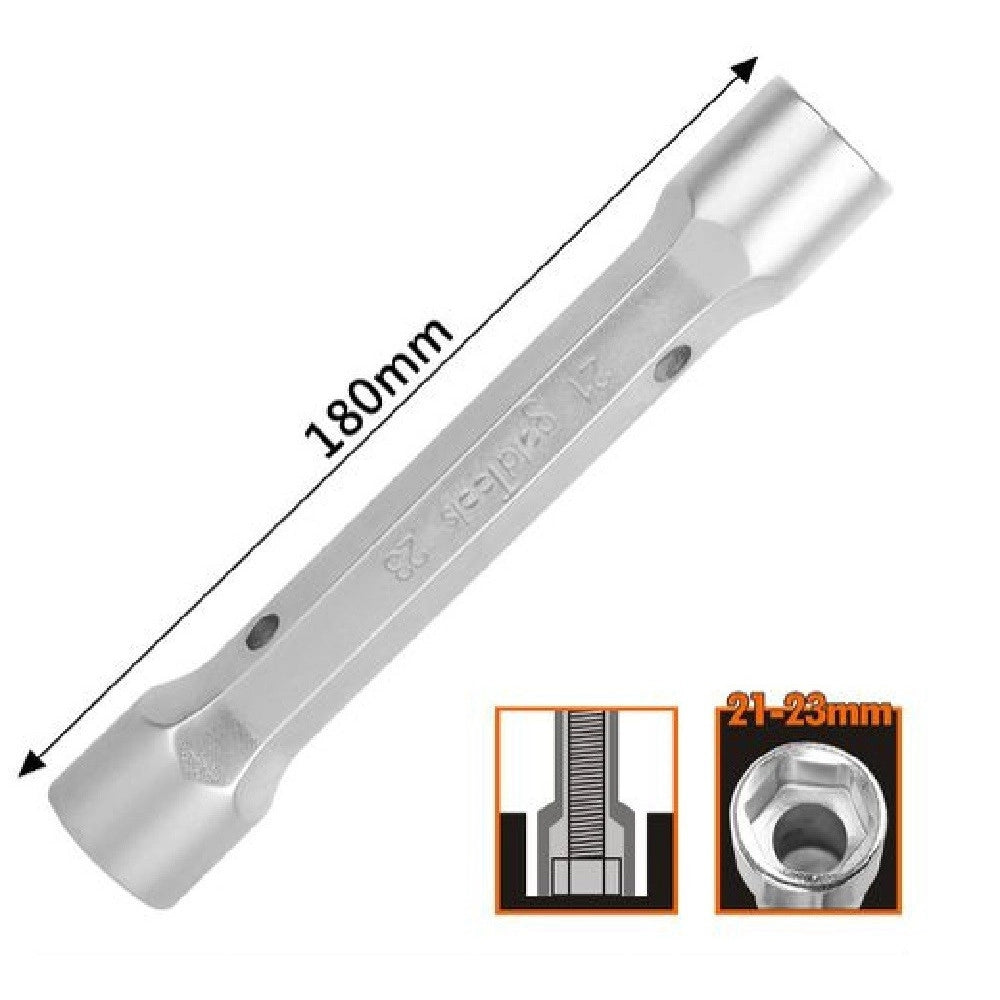 Trade Shop - Chiave A Bussola Tubo Esagonale Da 180 Mm Doppie Bocche Esagonali 21-23 Mm 97555 -
