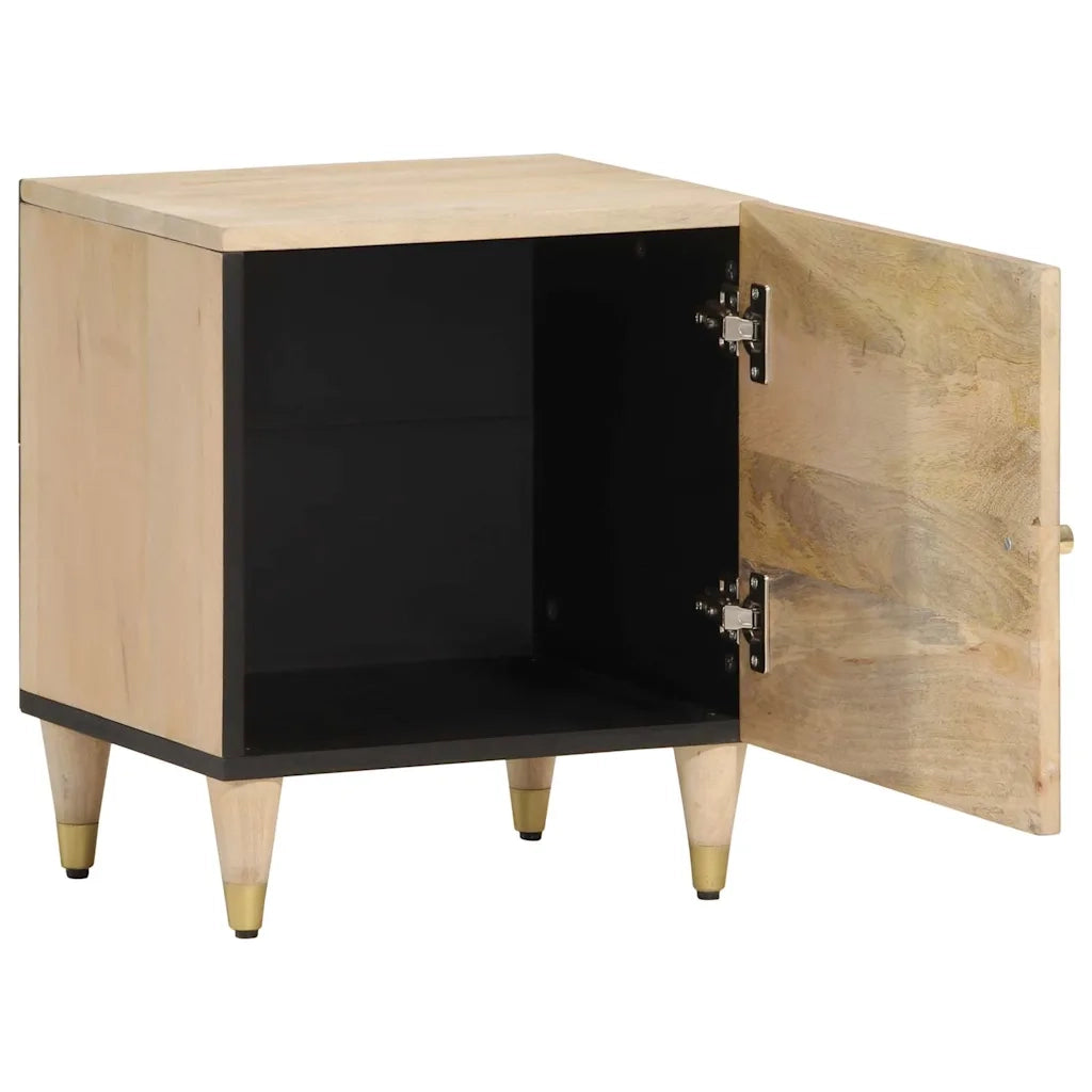 Set di 2 Comodini | Armadio da Notte | Mobiletto da notte 40x33x46 cm in Legno Massello di Mango