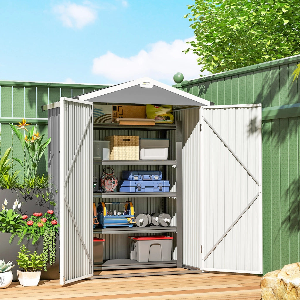 Casetta da Giardino in Acciaio ¨C Zephmum ¨C Grigio Argento 133x87x178 cm