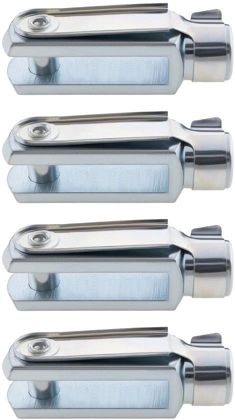 Clevis a V - Set da 4 pezzi - M8 a dritta - a doppio angolo - in acciaio - Durevole e affidabile