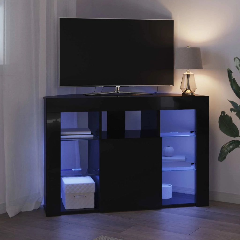 Mobile TV LED Angolare 100x40x68cm Nero Legno ingegnerizzato 889786