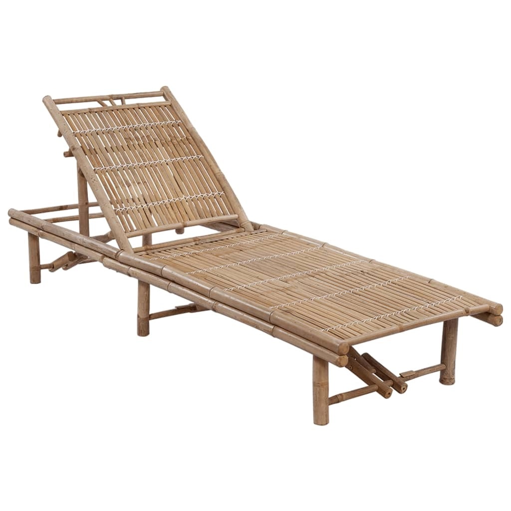 Lettino prendisole sedia a sdraio lettino prendisole letto da giardino mobili da esterno per patio con cuscino in bambù 02_0012296