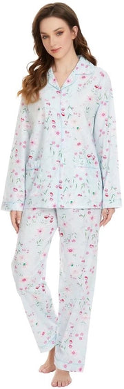 Set di Pigiami Donna in Cotone - Abbigliamento da Giorno - Pantaloncini Lunghi - Indumenti da Notte con Tasche - Respirante e Comodo - Cinturino di Chiusura con Cordoncino