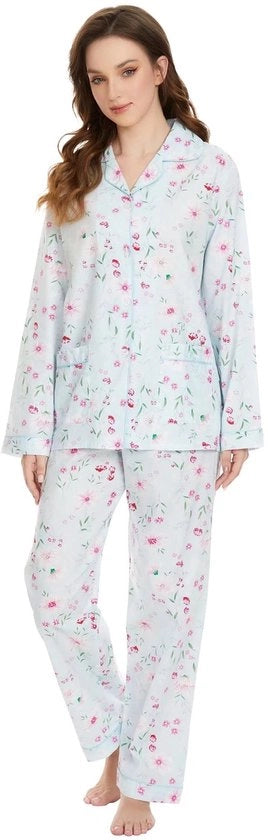 Set di Pigiami Donna in Cotone - Abbigliamento da Giorno - Pantaloncini Lunghi - Indumenti da Notte con Tasche - Respirante e Comodo - Cinturino di Chiusura con Cordoncino