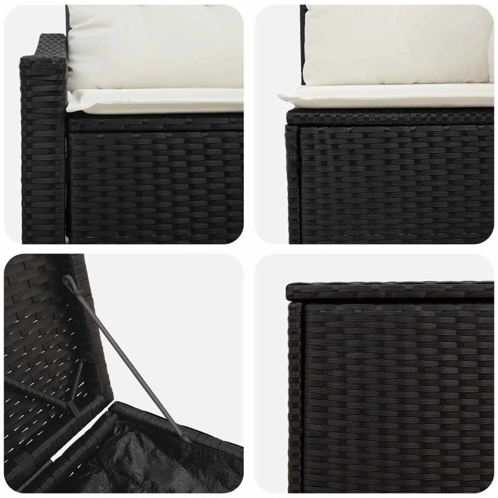 Set di divani 5 pz Nero e Bianco Crema 3447809