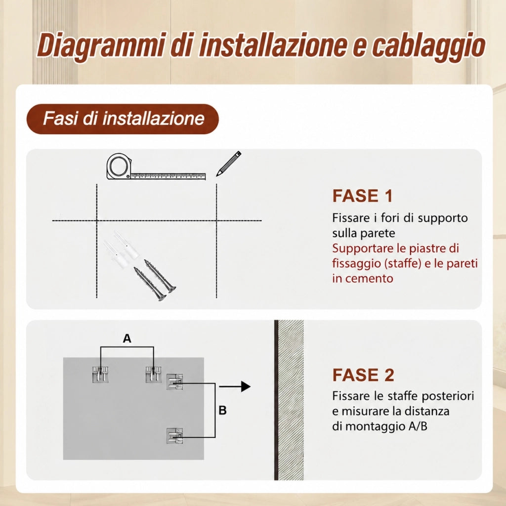 Specchio bagno 50x70 cm con cornice in alluminio nero; specchio senza rame hd