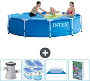 Piscina Rondica da Giardino - 305 x 76 cm - Blu - Inclusa Pompafiltro - Filtro - Telo di Copertura - Manuale di Istruzioni