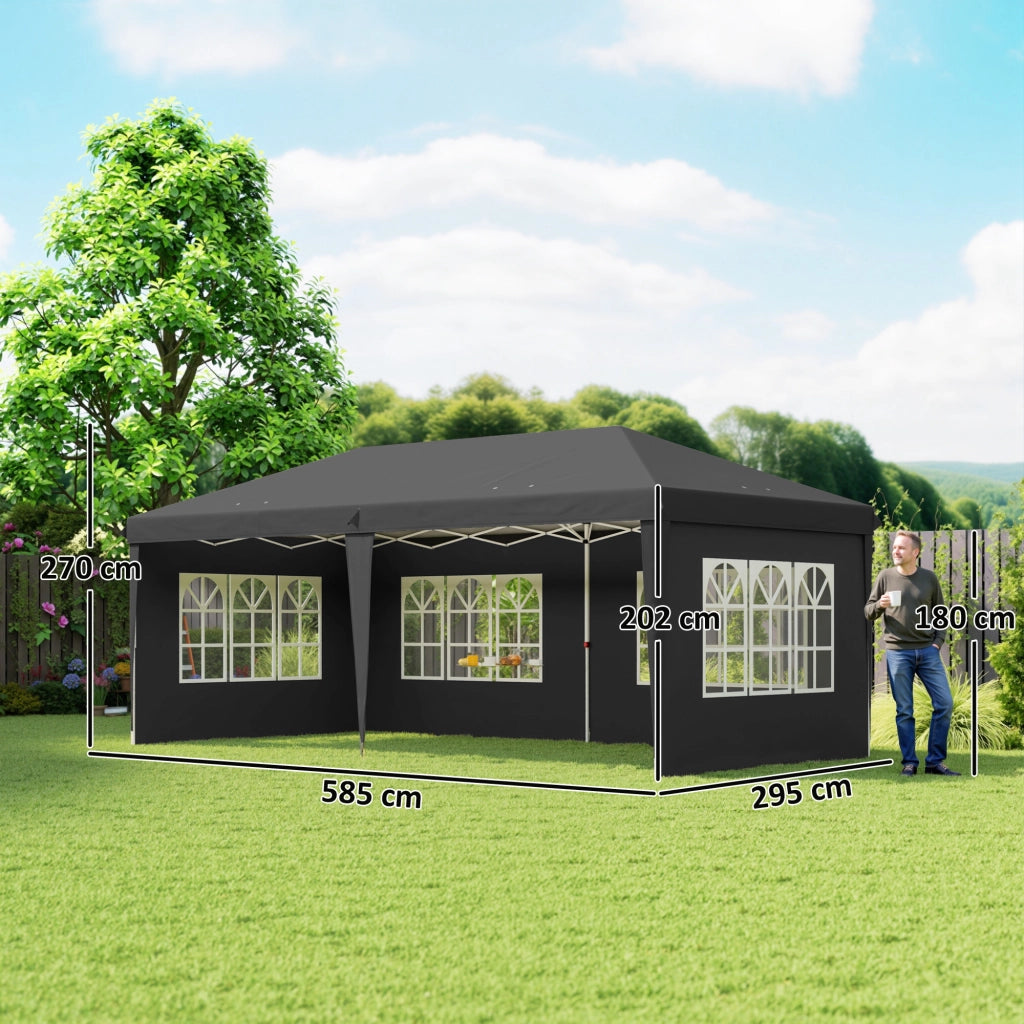 Tendone da giardino pieghevole 3x6 m ¨C zephmum ¨C nero
