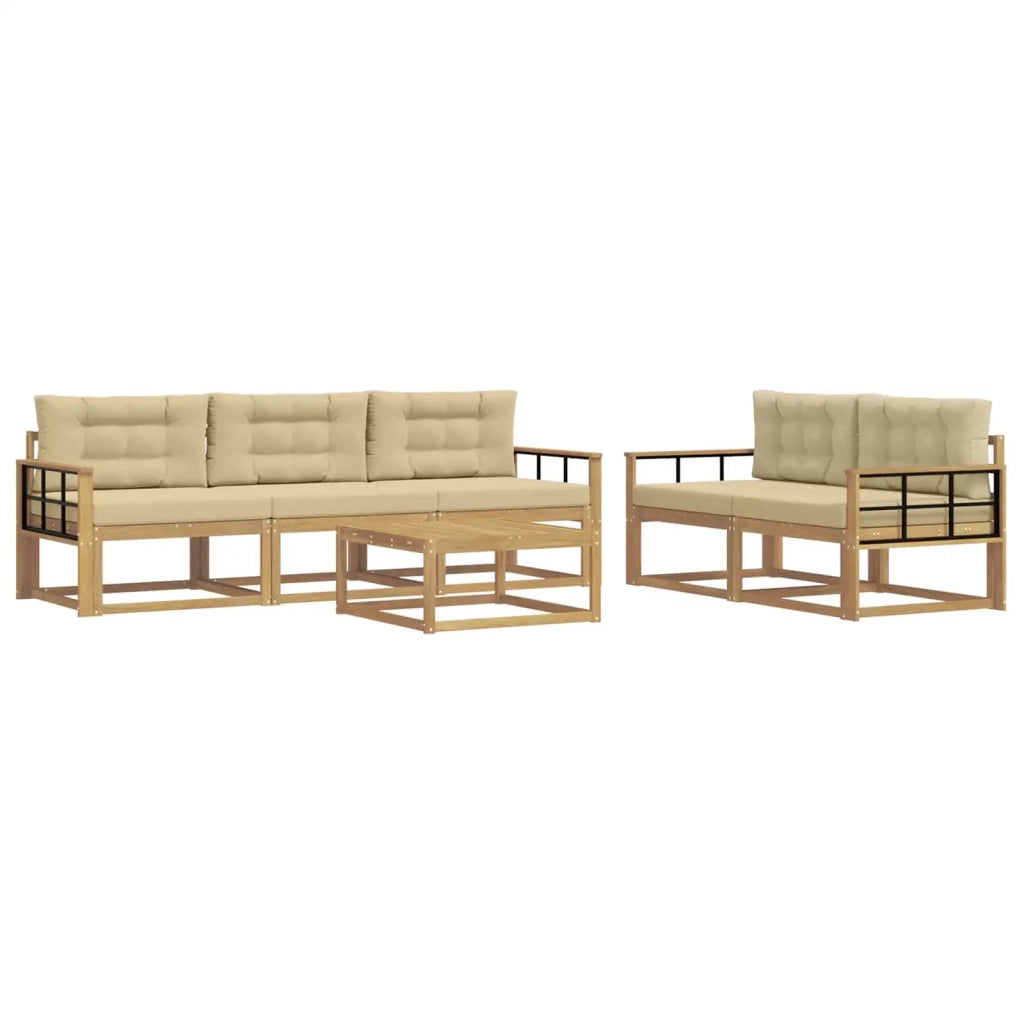 Set di divani da esterno con cuscino 6 pcs Bianco e Beige