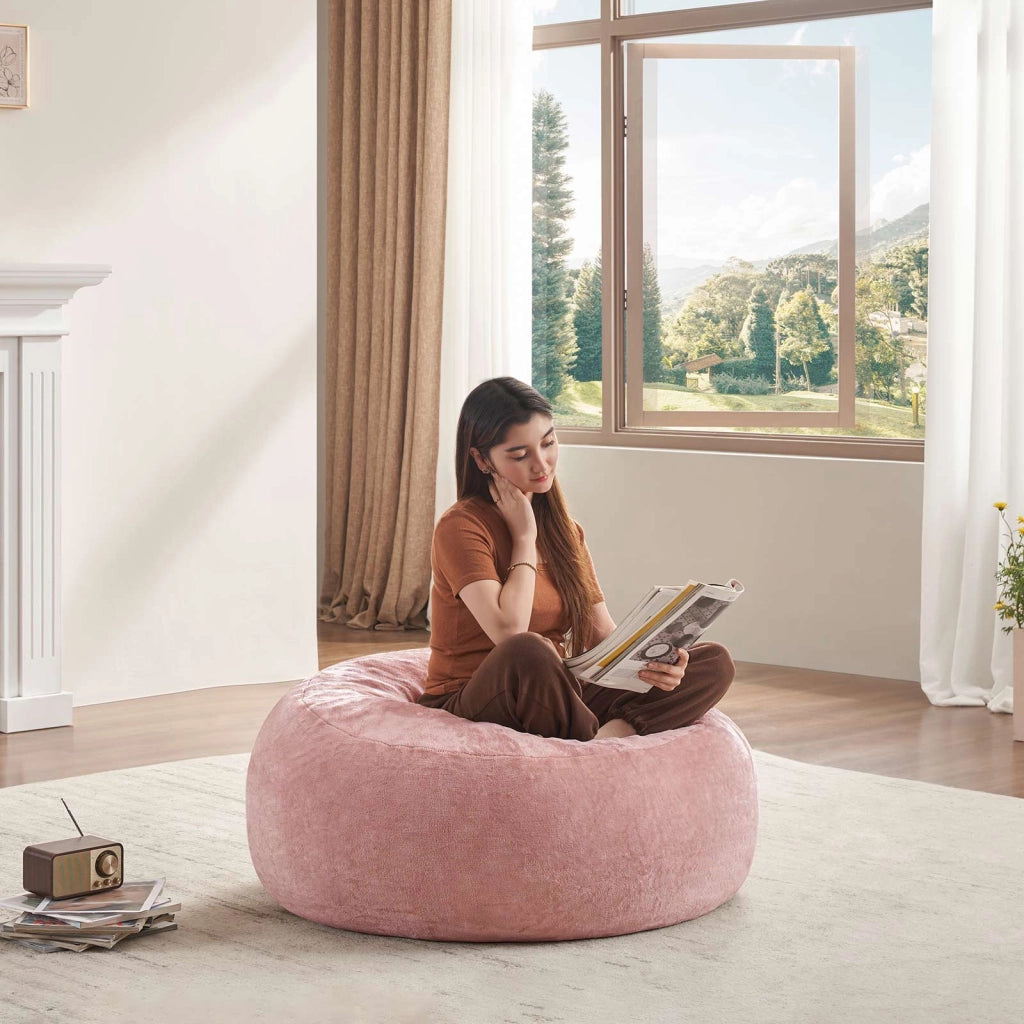 Pouf sacco per adulti con supporto antistress e forma personalizzabile letto temporaneo salvaspazio in spugna rosa