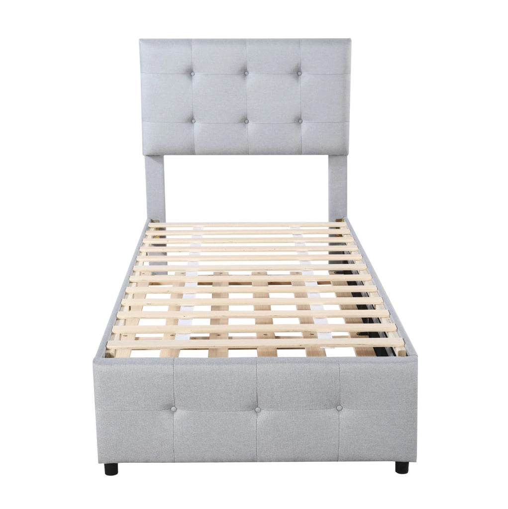 Letto imbottito per bambini 90x200 cm con letto estraibile; testiera regolabile; grigio