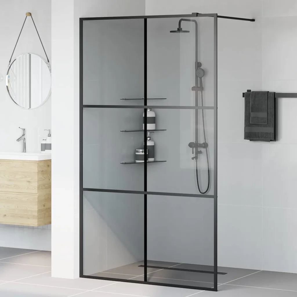 Parete Doccia Walk-in Nero 115 x 195 cm vetro temperato