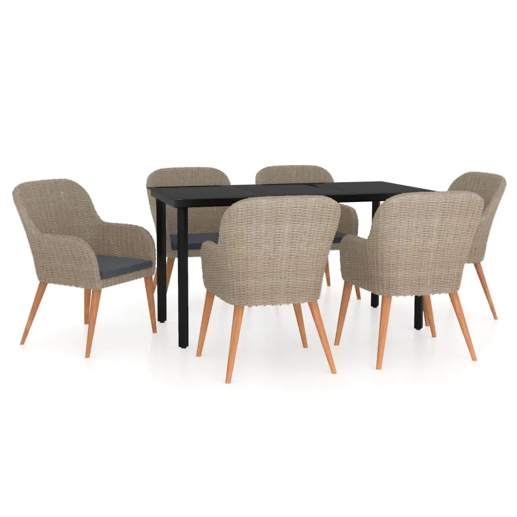 Set da Pranzo per Giardino 7 pz con Cuscini Marrone cod mxl 46208
