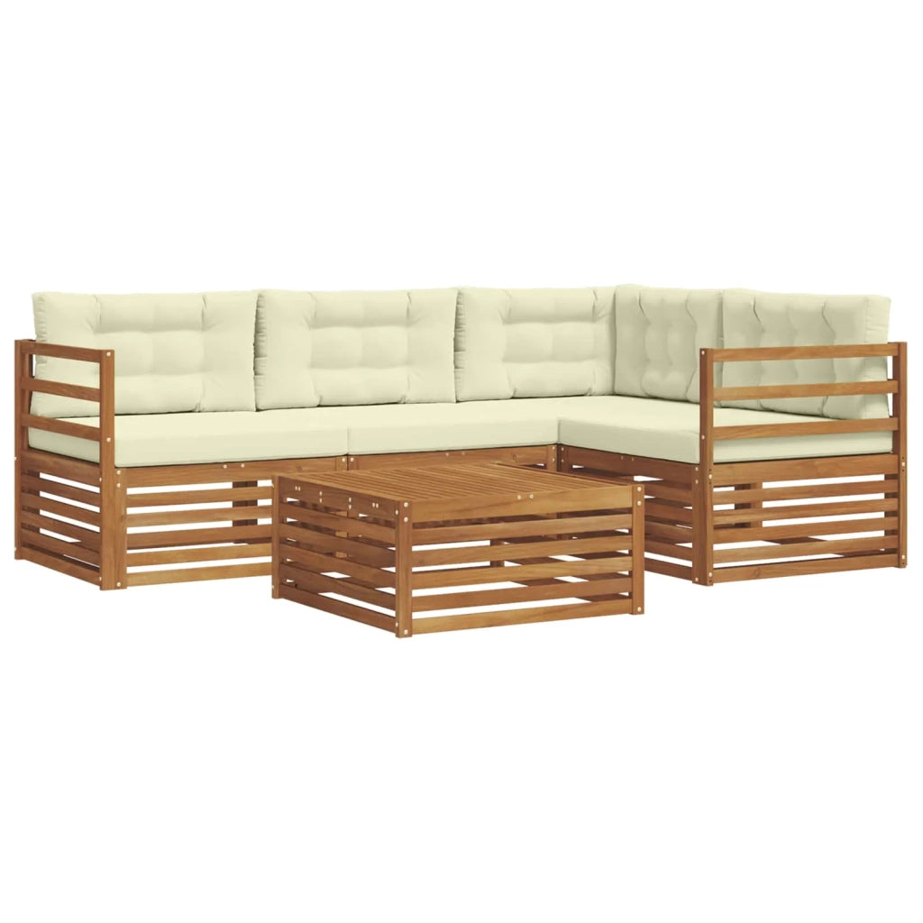 Set di divani da esterno con cuscino 5 pcs Naturale e Crema 3373400