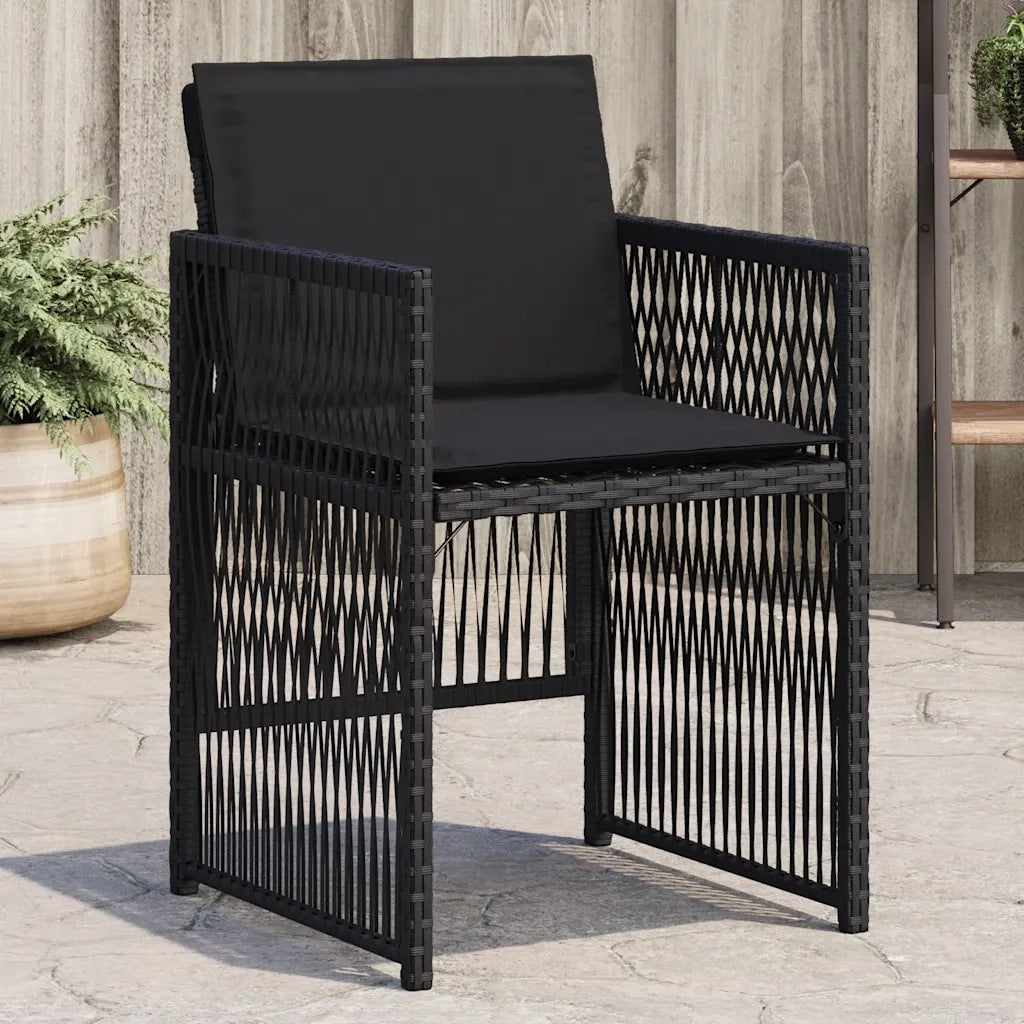 Sedie da Giardino con Cuscini 4 pz Nere in Polyrattan 364967