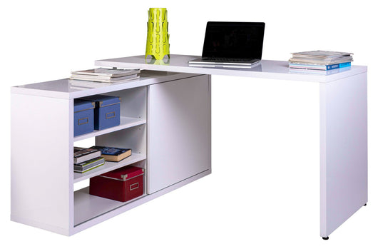 kit scrivania cm.150x69/120x74h bianco lucido cod:ferx.99022