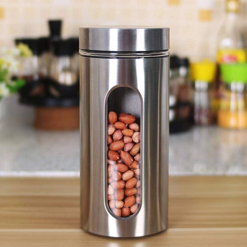 Trade Shop - Contenitori Per Alimenti In Acciaio Per Tè Spezie Caffè Biscotti Zucchero H22cm -