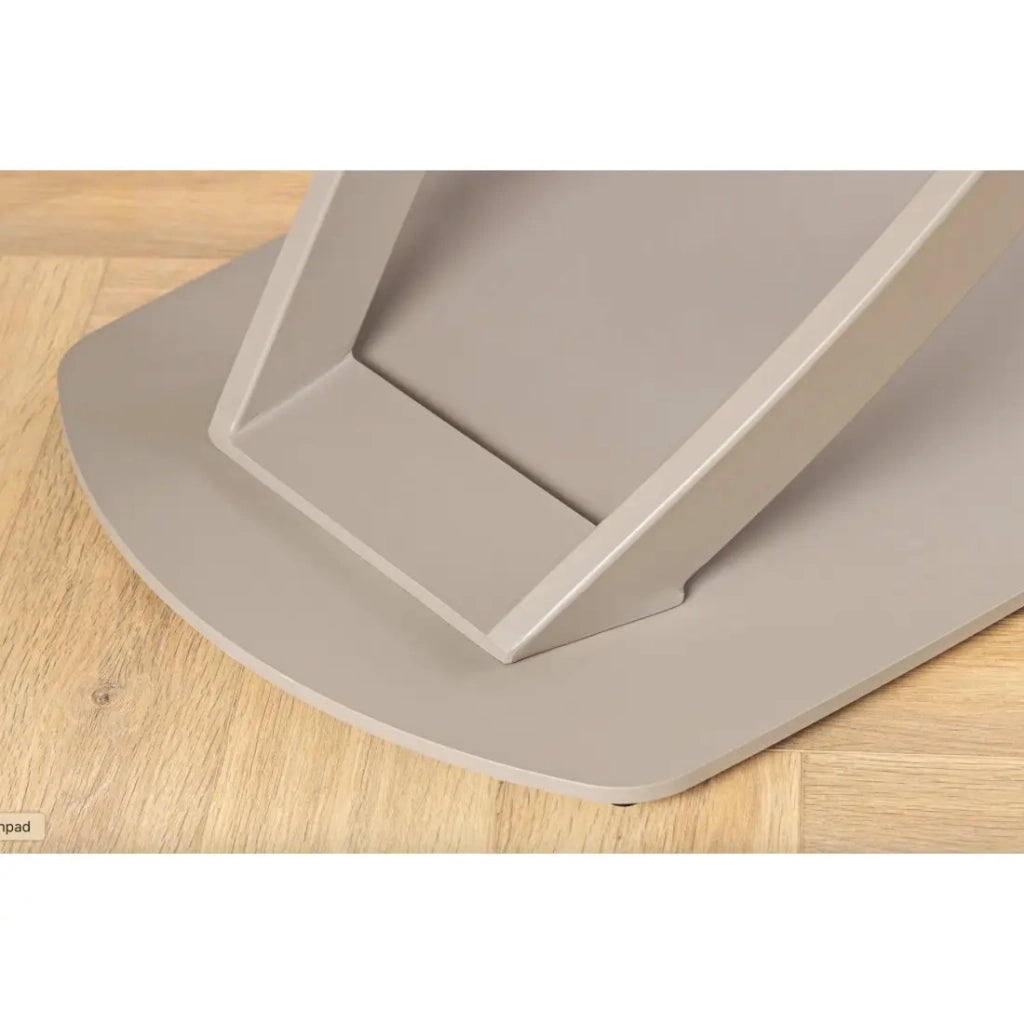 Table ATONIA – Ovale extensible de 130 à 190 cm – Piano in ceramica effetto marmo beige – Gambe in metallo – Stile moderno