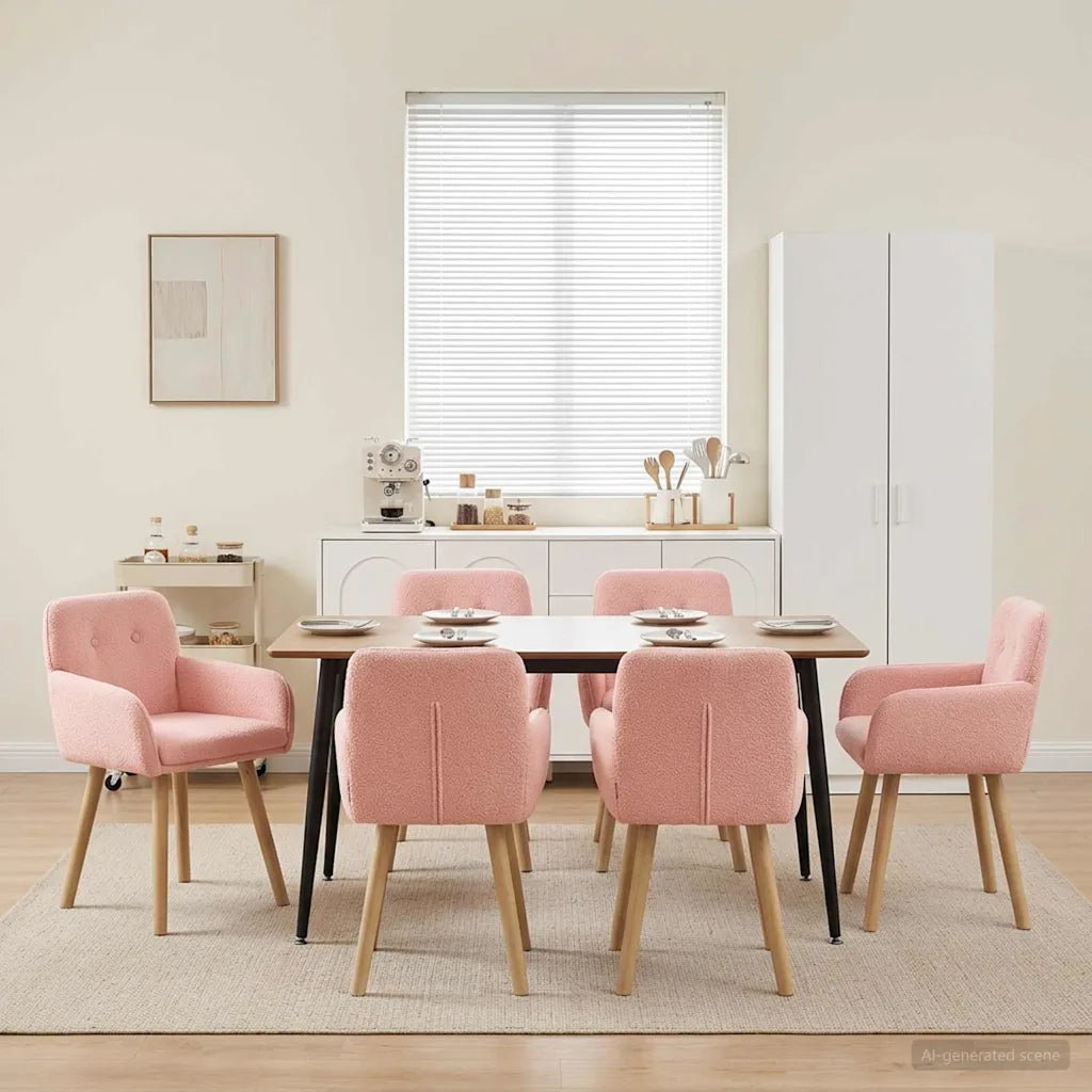 Sedie da pranzo 6 pcs Bouclé Rosa 59 x 56 x 86 cm 3428279