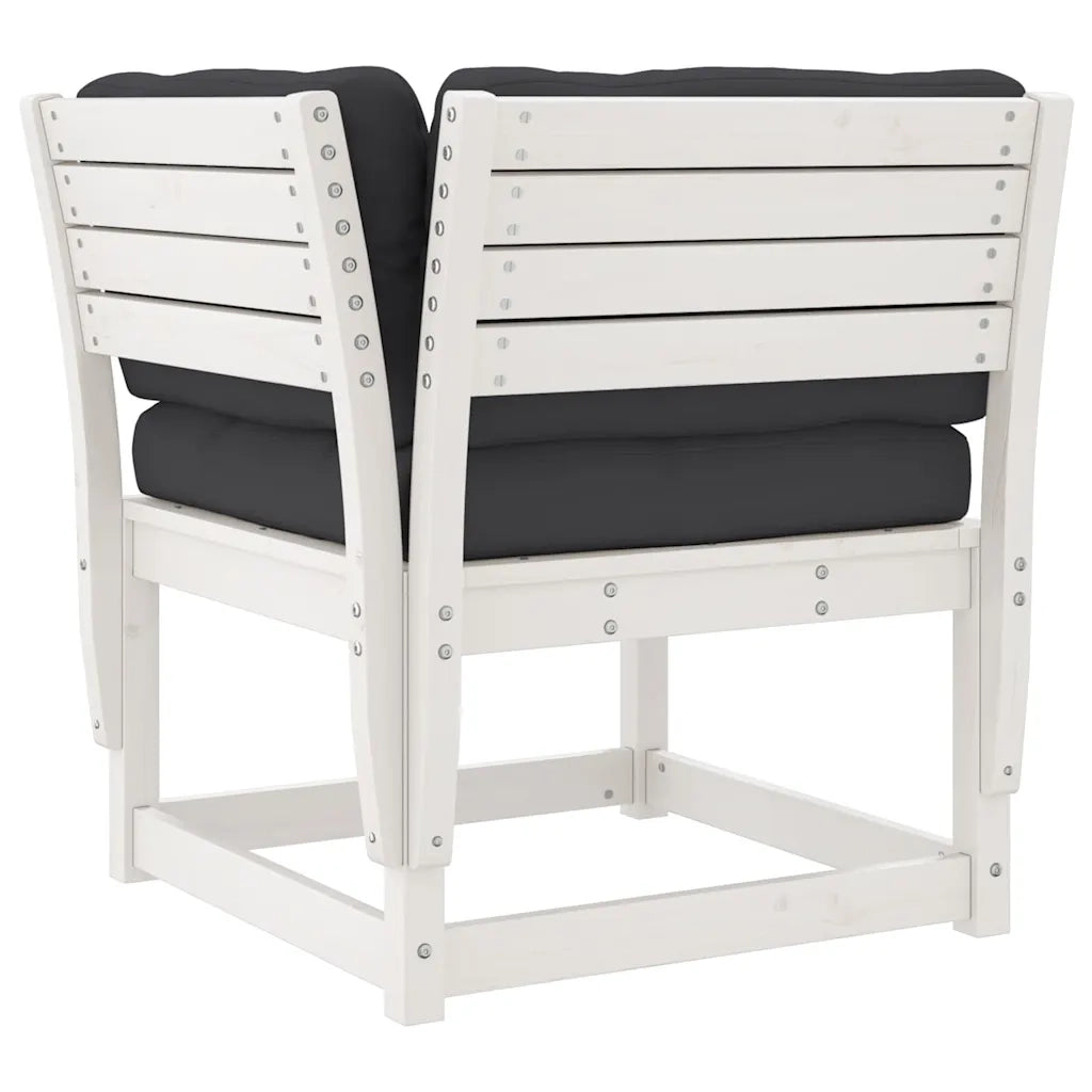 Set Divani Giardino 6pz con Cuscini Bianco Legno Massello Pino 3217036