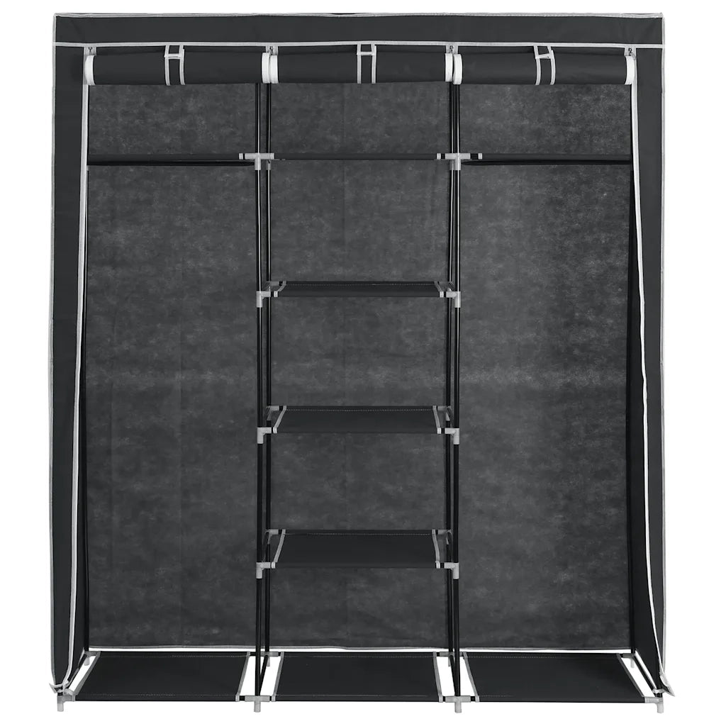 Armadio con Scomparti e Aste Nero 150x45x175 cm in Tessuto cod mxl 71356