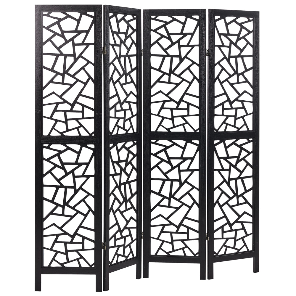 Divisorio per ambienti in legno di Paulownia nero MDF 4 pannelli pieghevoli schermo decorativo divisorio soggiorno camera da letto design tradizionale moderno