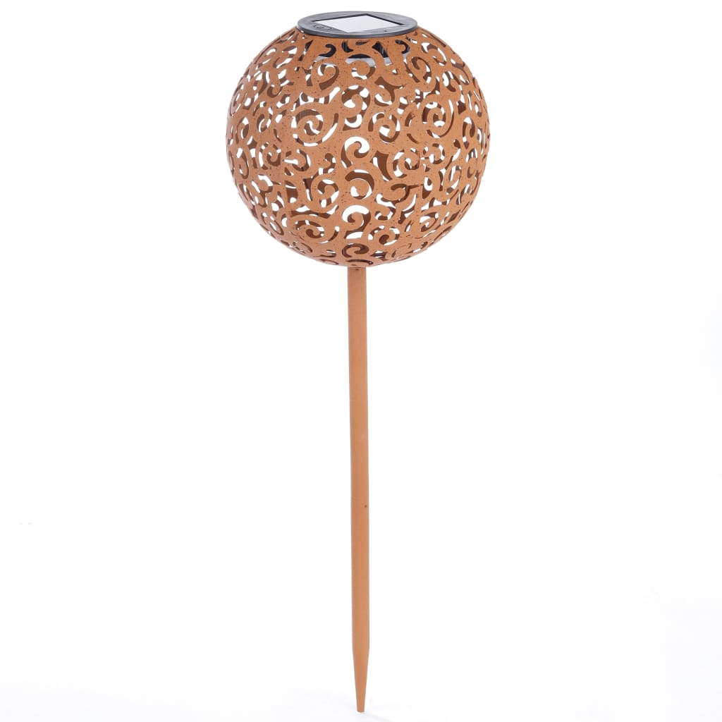 Lampada Solare a LED per Esterni a Sfera 18 cm in Metallo Marrone