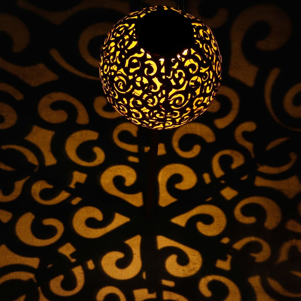 Lampada Solare a LED per Esterni a Sfera 18 cm in Metallo Marrone