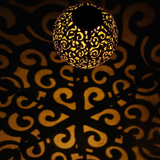 Lampada Solare a LED per Esterni a Sfera 18 cm in Metallo Marrone