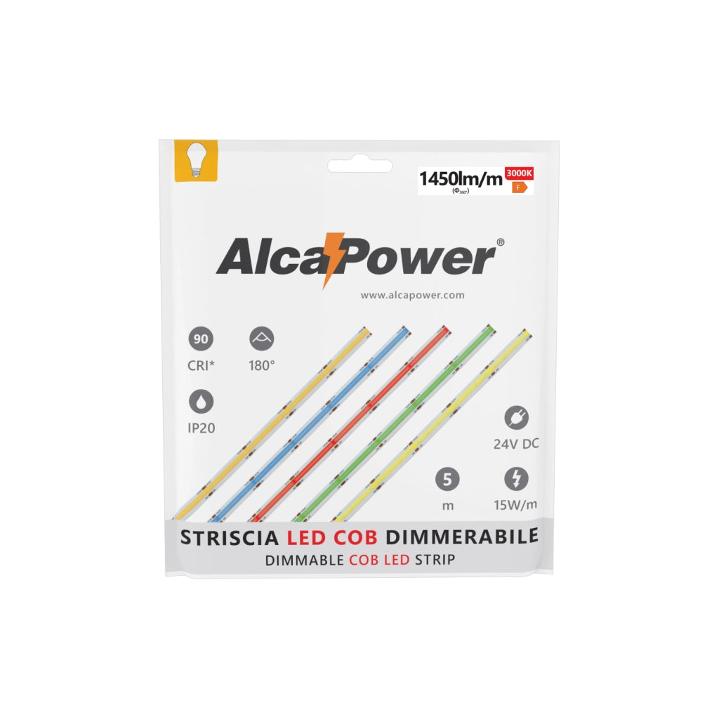 Striscia Led 5m COB IP20 Monocolore Da 15W/MT 24V - 4000K