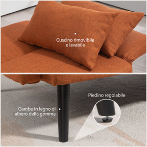 Divano Letto Singolo Clic Clac con Schienale Regolabile 170x83x80 cm in Tessuto effetto Lino Marrone