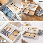 Organizzatore di Cucina Estendibile e Versatile - 7 Compartimenti - Oggetto di Utilizzo da Caricare in Ordine - 3 Combinazioni - Organizzatore di Cucina per Cucchiaini - Argento (125x93 pollici)