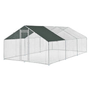 Gabbia voliera per animali da esterno con serratura struttura in acciaio zincato 3 x 6 x 2 m verde scuro argento 03_0005142