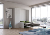 Letto Matrimoniale Francese A Scomparsa 140 Kentaro Con Divano E Colonna Bianco Frassino e Verde