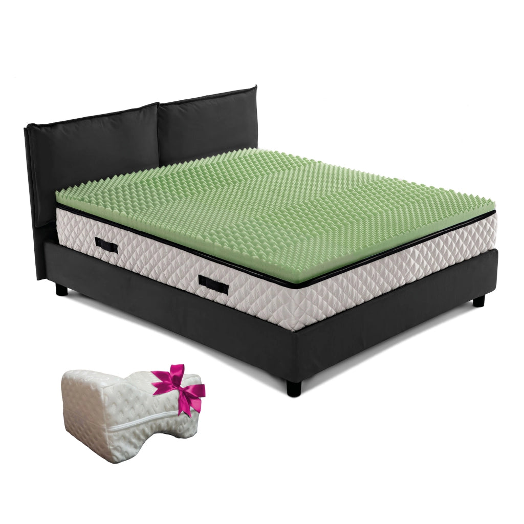 Topper memory, Interno anatomico senza tessuto TRASPIRANTE a zone differenziate, Alto 6 cm reali AIR MEMOGREEN, correttore piazza e mezza 120x195