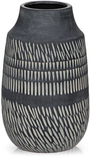 Vaso in Ceramica Nero 23 cm Alto - Vasi Decorativi Moderni con Stile Scandinavo per Sala da Pranzo, Fiori Secchi & Fiori di Arte