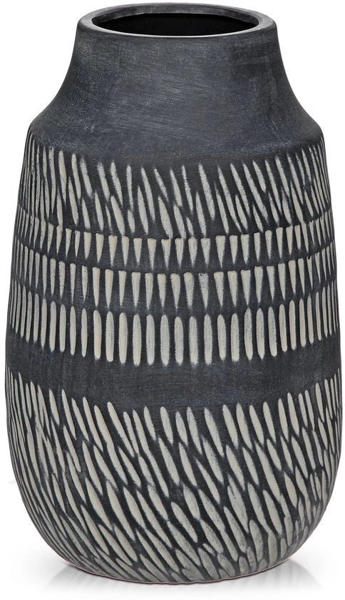 Vaso in Ceramica Nero 23 cm Alto - Vasi Decorativi Moderni con Stile Scandinavo per Sala da Pranzo, Fiori Secchi & Fiori di Arte