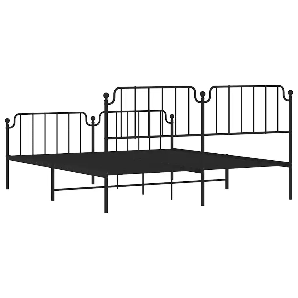 Giroletto con Testiera e Pediera Metallo Nero 183x213 cm 373910
