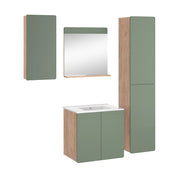 Vicco Set di mobili da bagno Goldkraft rovere/verde 5 pezzi con colonna e pensili