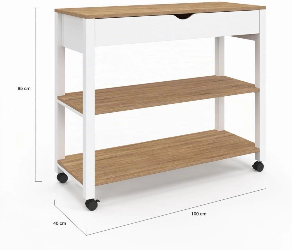 Credenza PENH XXL con cassetto e piano di lavoro in faggio bianco L.100 CM