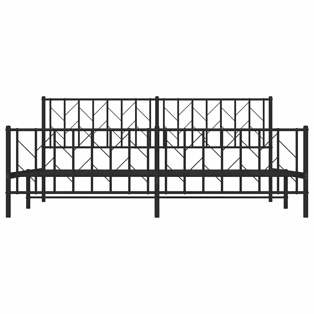 Giroletto con Testiera e Pediera Metallo Nero 193x203 cm 374461