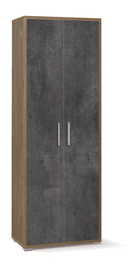 Armadio 2 Ante 71x199x41 cm Noce Stelvio/Ossido Nero