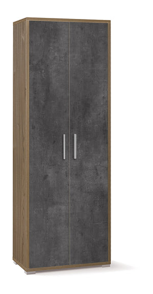 Armadio 2 Ante 71x199x41 cm Noce Stelvio/Ossido Nero